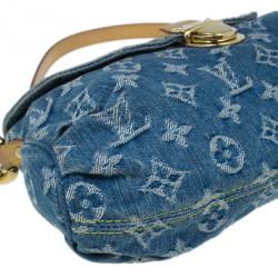 Pre Owned Louis Vuitton Blue Monogram Denim Mini Pleaty