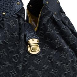 Pre Owned حقيبة هوبو لوي فيتون ماهينا نقش حرفي دينم أسود 