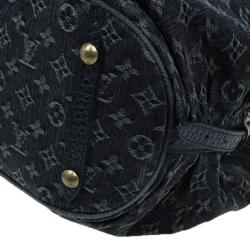 Pre Owned حقيبة هوبو لوي فيتون ماهينا نقش حرفي دينم أسود 