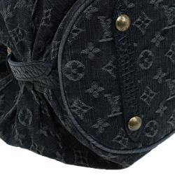 Pre Owned حقيبة هوبو لوي فيتون ماهينا نقش حرفي دينم أسود 