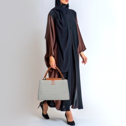 مملوكة مسبقًا Louis Vuitton Caramel/Grey Leather and Canvas Capucines MM Bag