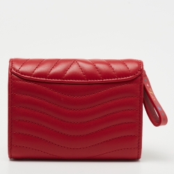 Pre Owned Louis Vuitton Rouge Leather New Wave Compact Wallet