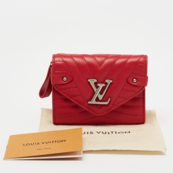 Pre Owned Louis Vuitton Rouge Leather New Wave Compact Wallet