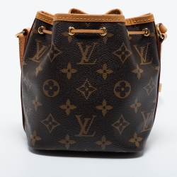 Pre Owned Louis Vuitton Monogram Canvas Nano Noe Drawstring Bucket Bag