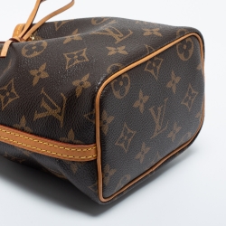 Pre Owned Louis Vuitton Monogram Canvas Nano Noe Drawstring Bucket Bag