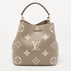 Pre Owned Louis Vuitton Torterelle/Cream Monogram Empreinte Leather NeoNoe MM Bag