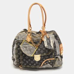 Louis Vuitton Patchwork Bowly Handbag Denim Gray