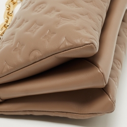 Pre Owned Louis Vuitton Taupe Monogram Embossed Coussin PM Bag