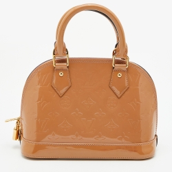 Pre Owned Louis Vuitton Beige Poudre Monogram Vernis Alma BB Bag