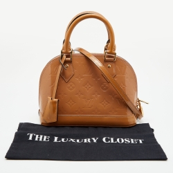 Pre Owned Louis Vuitton Beige Poudre Monogram Vernis Alma BB Bag