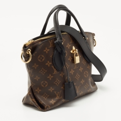 Pre Owned Louis Vuitton Black Monogram Canvas Flower Zipped PM Bag