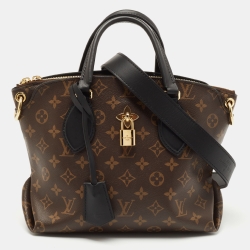 Pre Owned Louis Vuitton Black Monogram Canvas Flower Zipped PM Bag