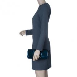 مملوكة مسبقًا حقيبة يد لوي فيتون جلد لامع بلو نويت