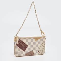 Pre Owned Louis Vuitton Damier Azur Trunks Labels Milla MM Pochette 