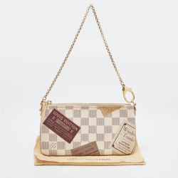 Pre Owned Louis Vuitton Damier Azur Trunks Labels Milla MM Pochette 