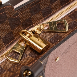 Pre Owned Louis Vuitton Damier Ebene Canvas  and Magnolia Leather Jersey Tote