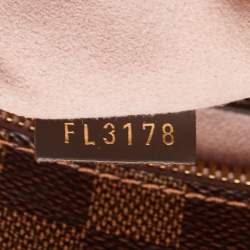 Pre Owned Louis Vuitton Damier Ebene Canvas  and Magnolia Leather Jersey Tote