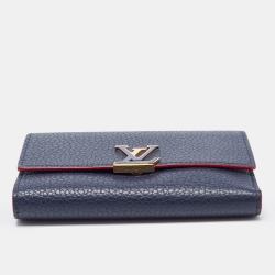 Pre Owned Louis Vuitton Marine Rouge Taurillon Leather Capucines Compact Wallet
