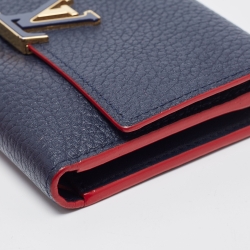 Pre Owned Louis Vuitton Marine Rouge Taurillon Leather Capucines Compact Wallet