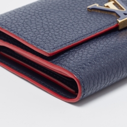 Pre Owned Louis Vuitton Marine Rouge Taurillon Leather Capucines Compact Wallet