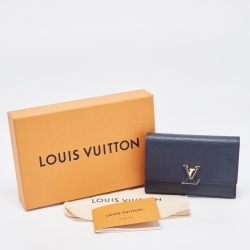 Pre Owned Louis Vuitton Marine Rouge Taurillon Leather Capucines Compact Wallet