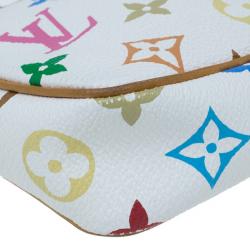 Pre Owned Louis Vuitton White Multicolored Monogram Canvas Pochette Accessoires