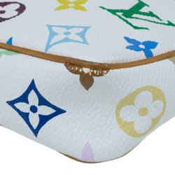 Pre Owned Louis Vuitton White Multicolored Monogram Canvas Pochette Accessoires