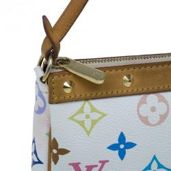 Pre Owned Louis Vuitton White Multicolored Monogram Canvas Pochette Accessoires