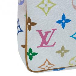 Pre Owned Louis Vuitton White Multicolored Monogram Canvas Pochette Accessoires