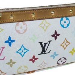 Pre Owned Louis Vuitton White Multicolored Monogram Canvas Pochette Accessoires