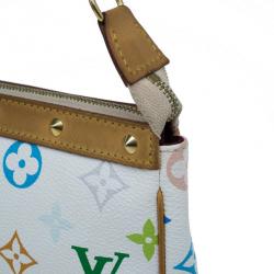 Pre Owned Louis Vuitton White Multicolored Monogram Canvas Pochette Accessoires