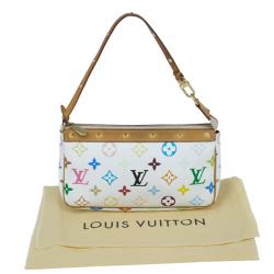 Pre Owned Louis Vuitton White Multicolored Monogram Canvas Pochette Accessoires