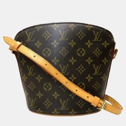 Louis Vuitton Drouot Monogram Crossbody Purse Bag Brown Zip Pocket
