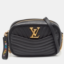 Louis Vuitton Black Smooth Calf Leather New Wave Chain MM Shoulder Bag Louis  Vuitton