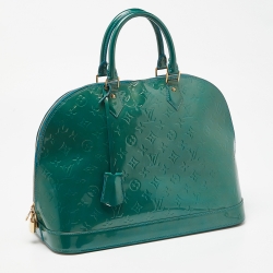 Pre Owned Louis Vuitton Blue Galactic Monogram Vernis Alma GM Bag