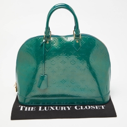 Pre Owned Louis Vuitton Blue Galactic Monogram Vernis Alma GM Bag