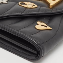 Louis Vuitton Black Leather Love Lock New Wave Long Wallet