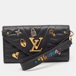 Louis Vuitton Black Leather Love Lock New Wave Long Wallet
