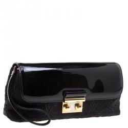 Pre Owned حقيبة يد صغيرة لوي فيتون دينتيل جلد لامعة مونوغرام سوداء