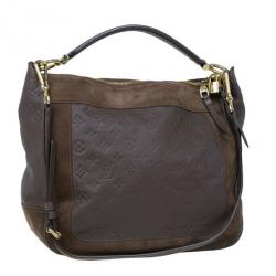 Pre Owned حقيبة يد هوبو لوي فيتون مونوجرامي إمبرينت جلد رمادي غامق أوداسيوس أومبير