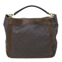 Pre Owned حقيبة يد هوبو لوي فيتون مونوجرامي إمبرينت جلد رمادي غامق أوداسيوس أومبير