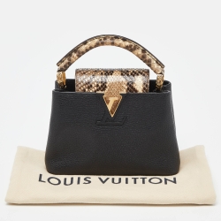 مملوكة مسبقًا Louis Vuitton Black Leather and Python Capucines Mini Bag