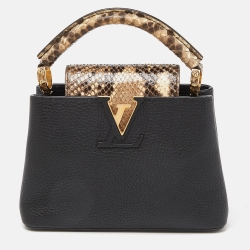 مملوكة مسبقًا Louis Vuitton Black Leather and Python Capucines Mini Bag