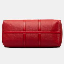 Pre Owned Louis Vuitton Red Leather Epi Keepall 50 Duffel Bags