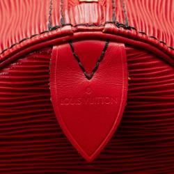 Pre Owned Louis Vuitton Red Leather Epi Keepall 50 Duffel Bags