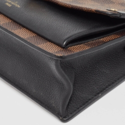 Pre Owned Louis Vuitton Black Damier Ebene Canvas Vavin Chain Wallet 