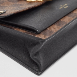 Pre Owned Louis Vuitton Black Damier Ebene Canvas Vavin Chain Wallet 