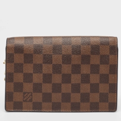 Pre Owned Louis Vuitton Black Damier Ebene Canvas Vavin Chain Wallet 