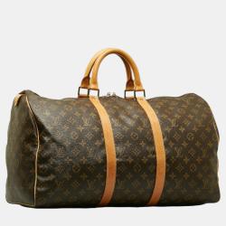 Pre Owned Louis Vuitton Brown Canvas Monogram Keepall 50 Bag