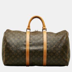 Pre Owned Louis Vuitton Brown Canvas Monogram Keepall 50 Bag